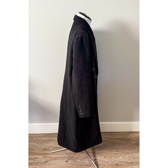 Avec Les Filles Wool Blend Double Breasted Maxi Peacoat in Black - Picture 14 of 14